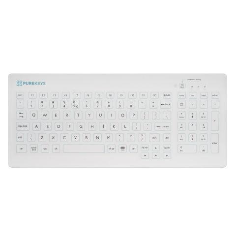 Purekeys Medical Keyboard Compact Fixed Angle Wireless White US