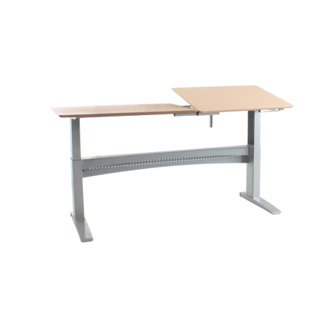 Conset 501-11-156 Elektrisch verstelbare tekentafel zilver | Incl. 2 tafelbladen wilde peren 80 x 80 cm